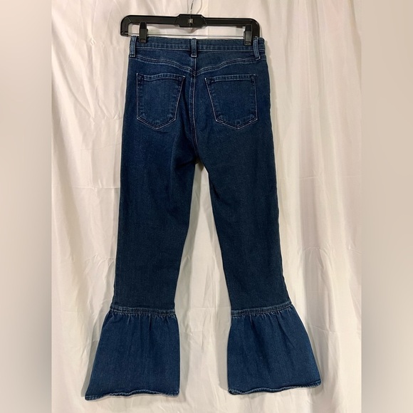 Womens jeans 25 dark blue Jo lo brand ruby crop flare hem flourish high rise - Picture 5 of 14